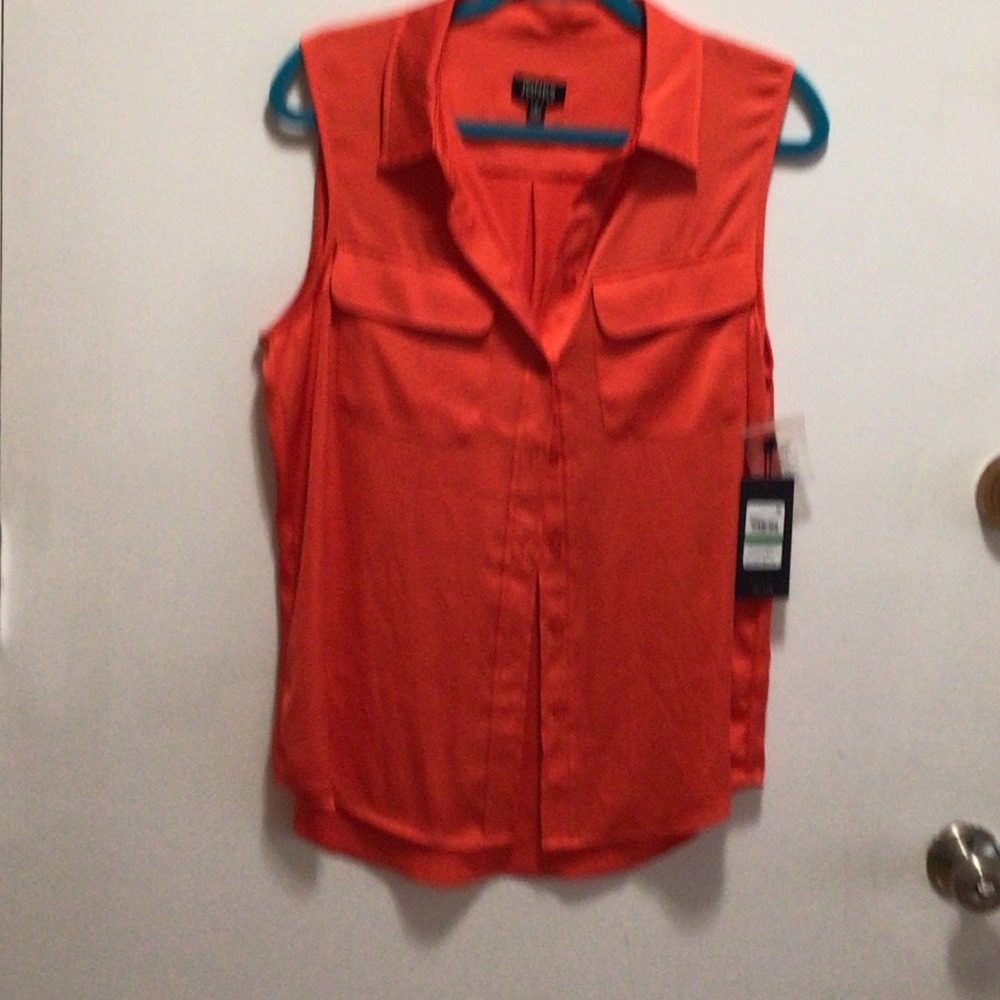 Worthington Vibrant Orange Sleeveless Blouse